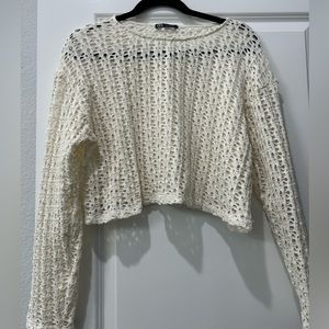 Zara Cream Crochet Cropped Top
